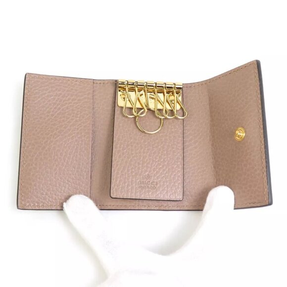 Auth GUCCI GG Marmont Key Case Pink/Brown PGG Supreme Canvas/Leather - h30848f - Picture 3 of 8